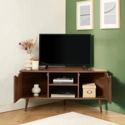 Meuble TV d'angle LYNA effet noyer 115cm