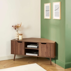 Meuble TV d'angle LYNA effet noyer 115cm