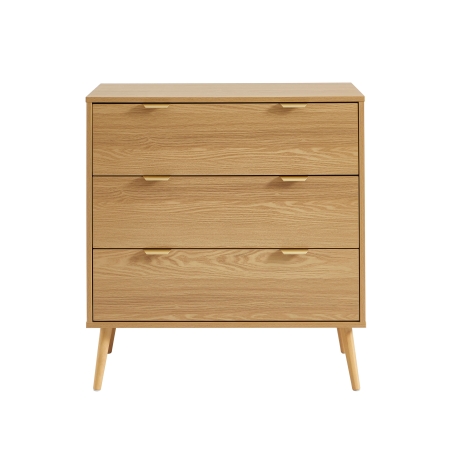 Commode JEANNE 3 tiroirs effet chêne 80cm