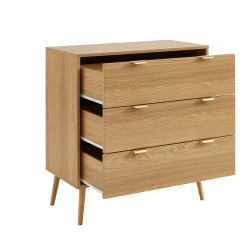 Commode JEANNE 3 tiroirs effet chêne 80cm