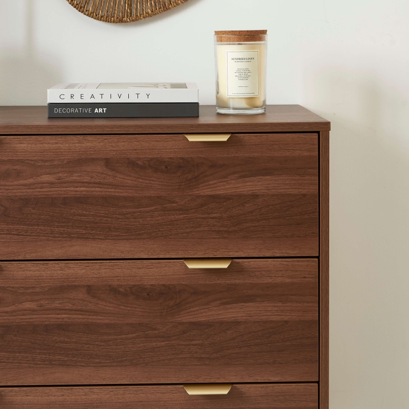 Commode JEANNE 3 tiroirs effet noyer 80cm