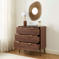 Commode JEANNE 3 tiroirs effet noyer 80cm