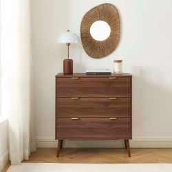 Commode JEANNE 3 tiroirs effet noyer 80cm