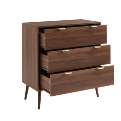 Commode JEANNE 3 tiroirs effet noyer 80cm