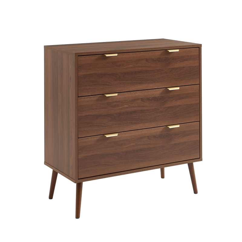 Commode JEANNE 3 tiroirs effet noyer 80cm