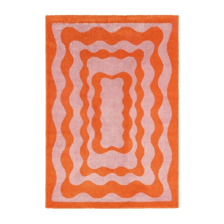 Tapis ABBY orange motif vintage 120x160 cm