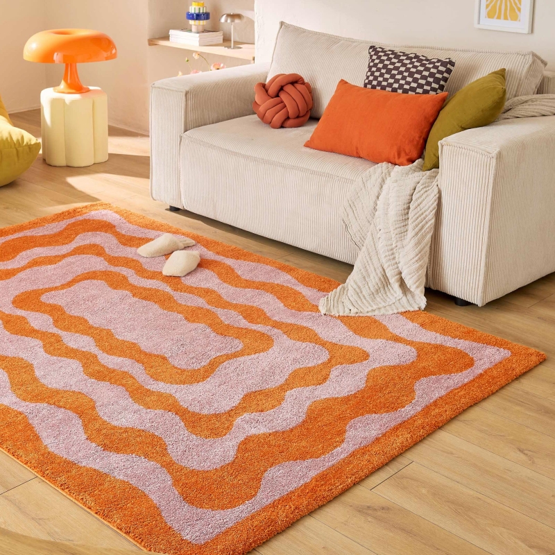 Tapis ABBY orange motif vintage 160x230 cm