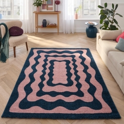 Tapis ABBY bleu motif vintage 160x230 cm