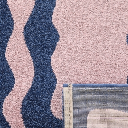 Tapis ABBY bleu motif vintage 80x140 cm