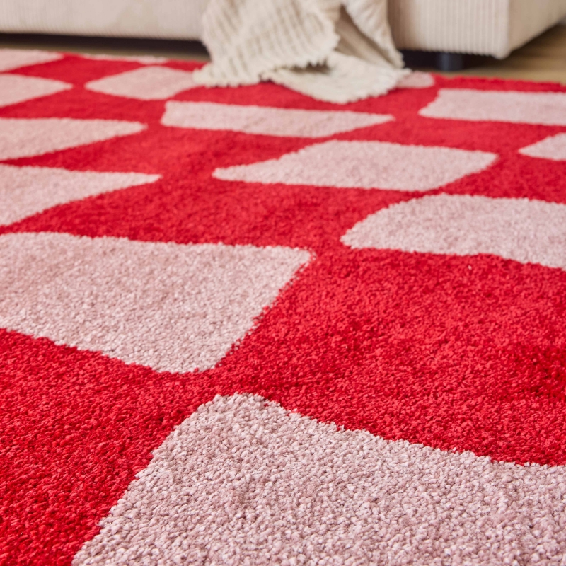 Tapis ABBY rouge motif vintage 120x160 cm