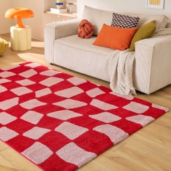 Tapis ABBY rouge motif vintage 160x230 cm