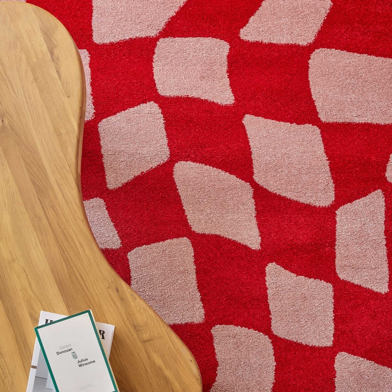 Tapis ABBY rouge motif vintage 160x230 cm