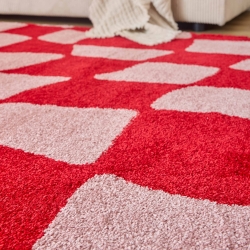 Tapis ABBY rouge motif vintage 80x140 cm