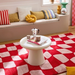 Tapis ABBY rouge motif vintage 80x140 cm