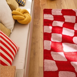 Tapis ABBY rouge motif vintage 80x140 cm