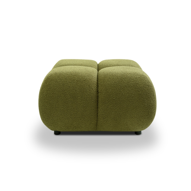 Pouf TASCA tissu bouclette vert olive