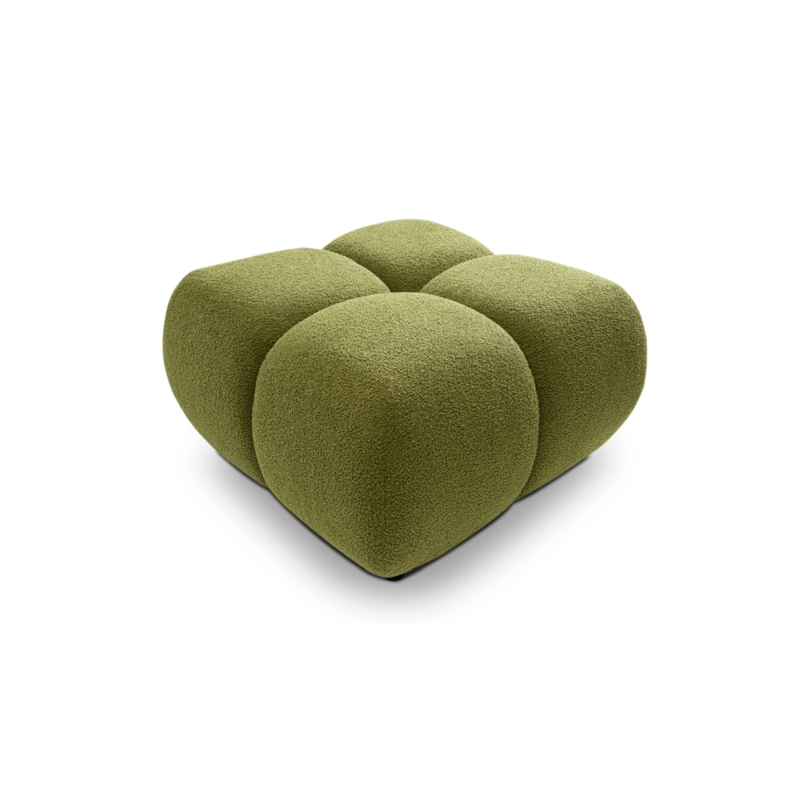 Pouf TASCA tissu bouclette vert olive