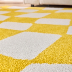 Tapis ABBY jaune motif vintage 80x140 cm