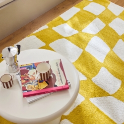 Tapis ABBY jaune motif vintage 80x140 cm