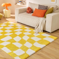 Tapis ABBY jaune motif vintage 160x230 cm