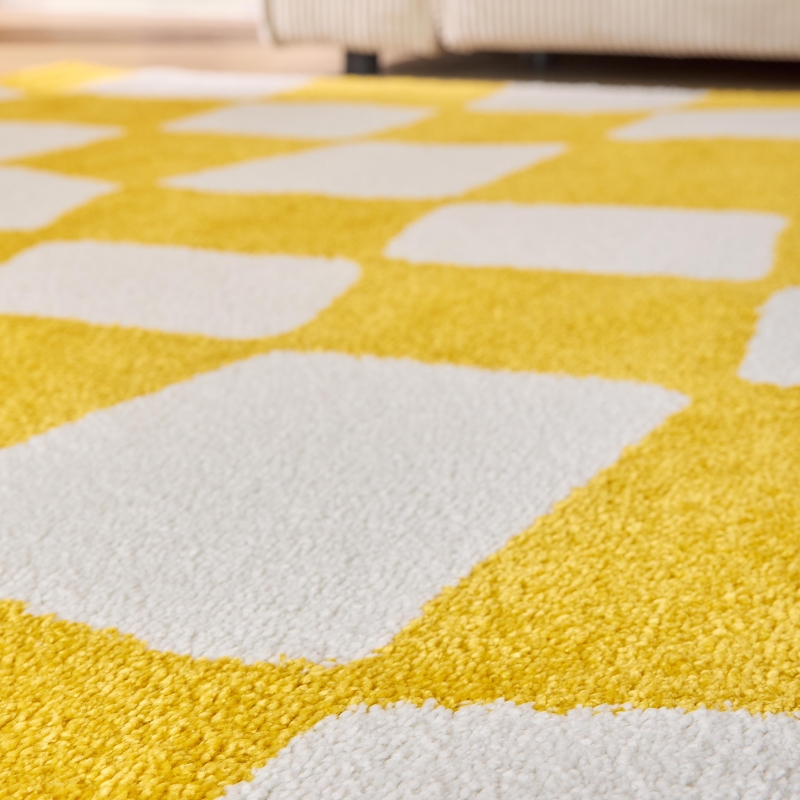 Tapis ABBY jaune motif vintage 160x230 cm