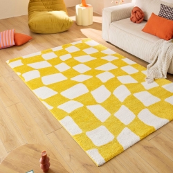 Tapis ABBY jaune motif vintage 200x280 cm