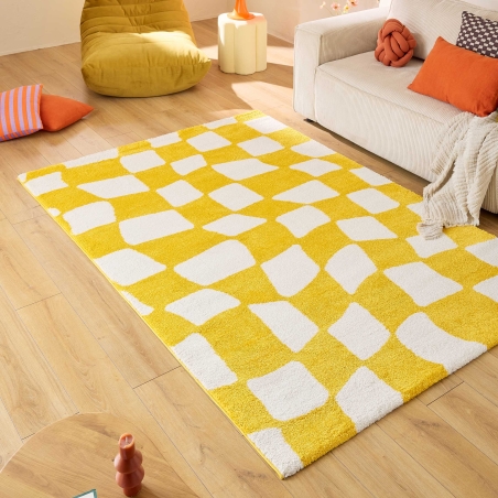 Tapis ABBY jaune motif vintage 200x280 cm