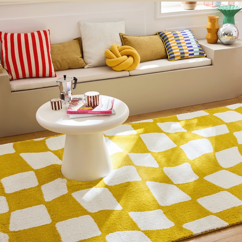 Tapis ABBY jaune motif vintage 200x280 cm