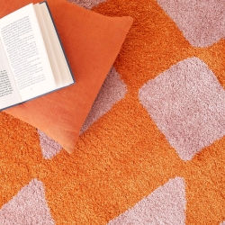 Tapis ABBY orange motif vintage 80x140 cm
