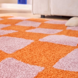 Tapis ABBY orange motif vintage 160x230 cm