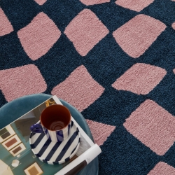 Tapis ABBY bleu motif vintage 120x160 cm