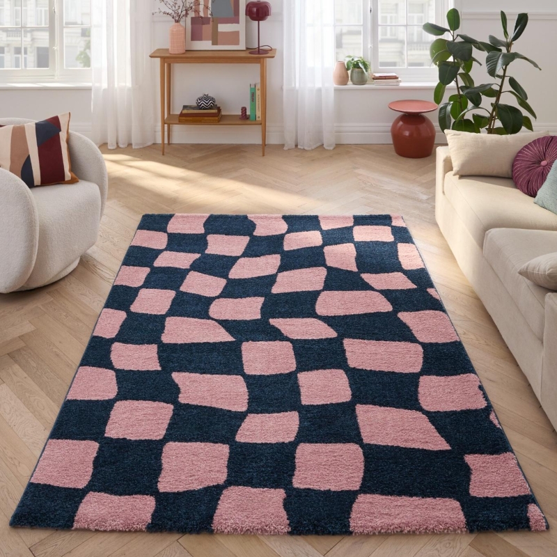 Tapis ABBY bleu motif vintage 160x230 cm
