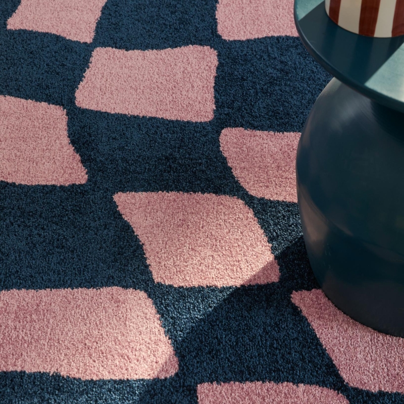 Tapis ABBY bleu motif vintage 200x280 cm