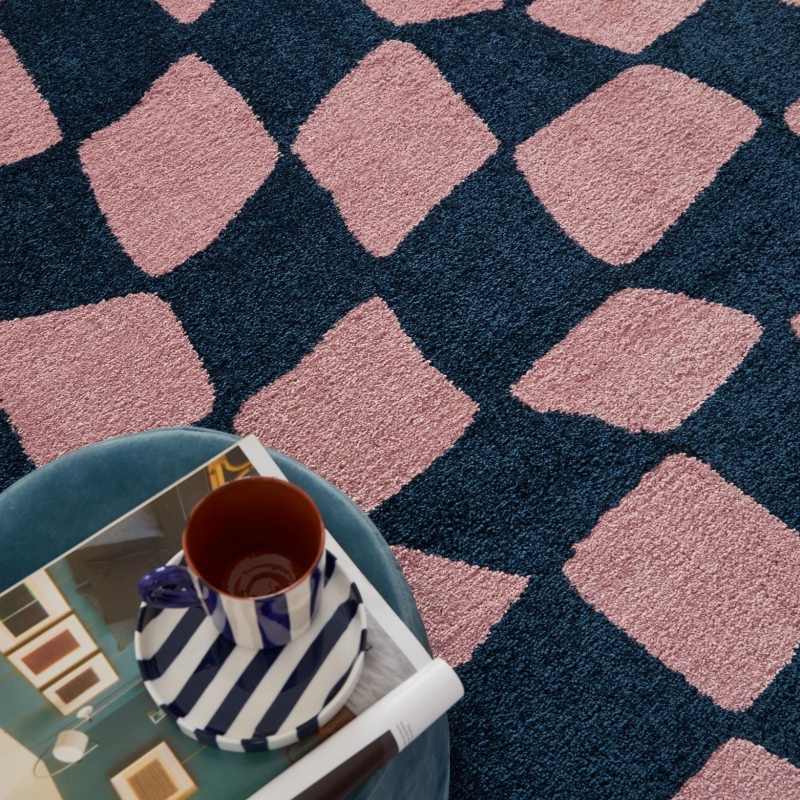 Tapis ABBY bleu motif vintage 200x280 cm