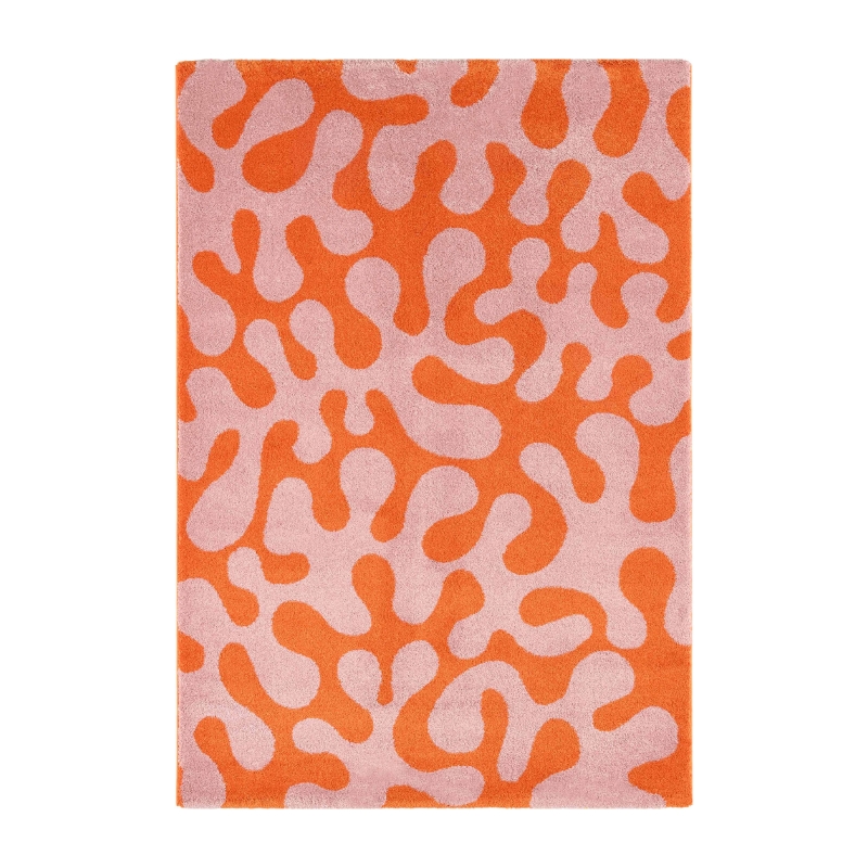 Tapis ABBY orange motif vintage 120x160 cm