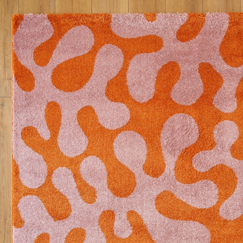 Tapis ABBY orange motif vintage 120x160 cm