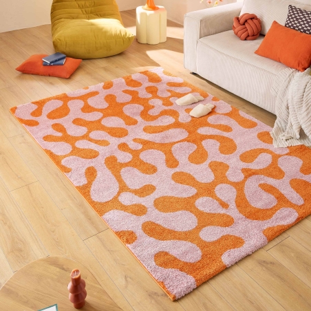 Tapis ABBY orange motif vintage 160x230 cm