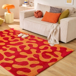 Tapis ABBY rouge motif vintage 120x160 cm