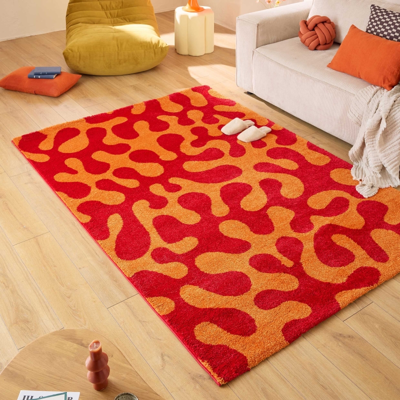 Tapis ABBY rouge motif vintage 200x280 cm