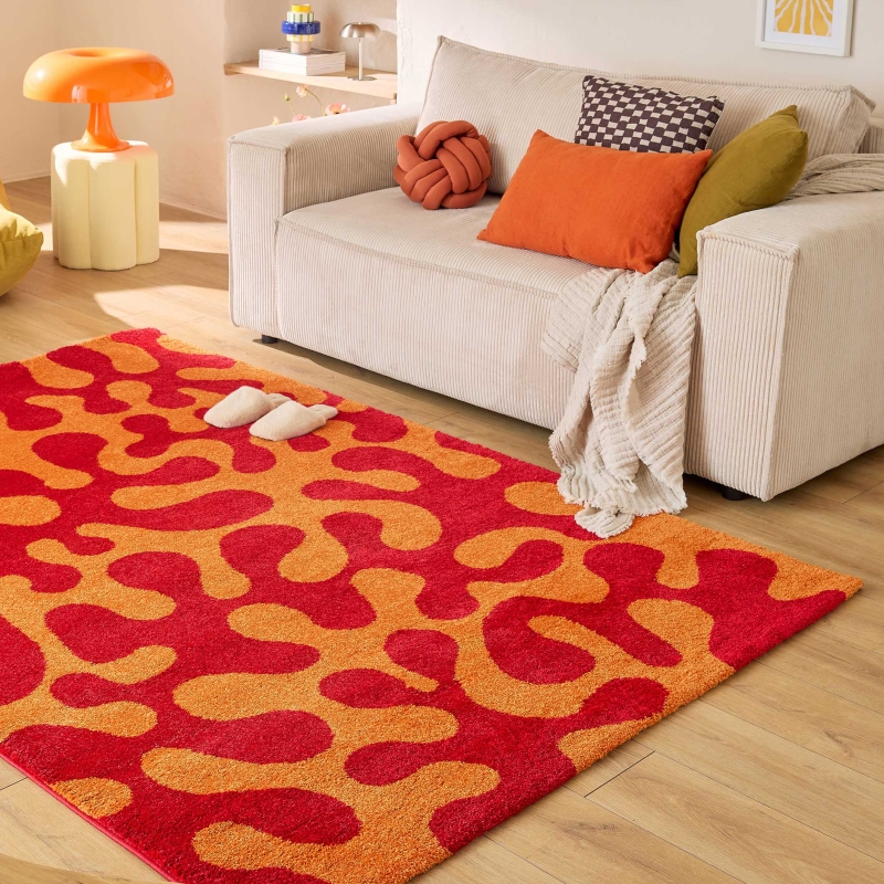 Tapis ABBY rouge motif vintage 200x280 cm