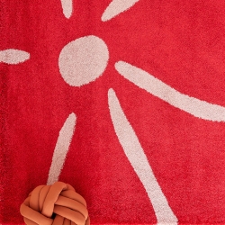 Tapis ABBY rouge motif vintage 80x140 cm