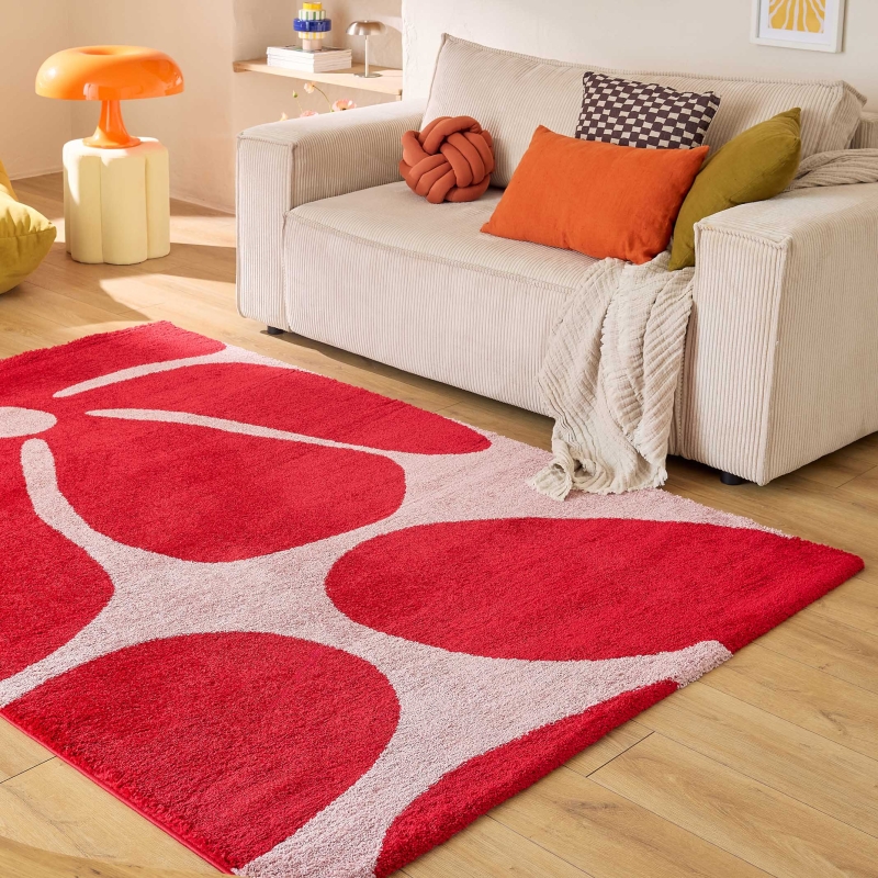 Tapis ABBY rouge motif vintage 120x160 cm