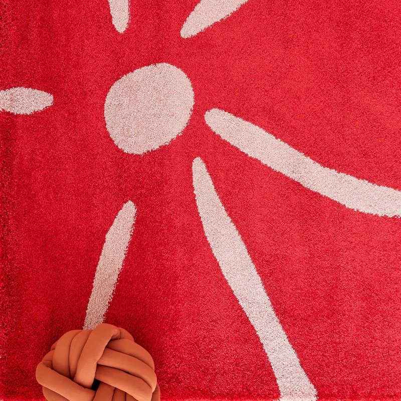 Tapis ABBY rouge motif vintage 120x160 cm