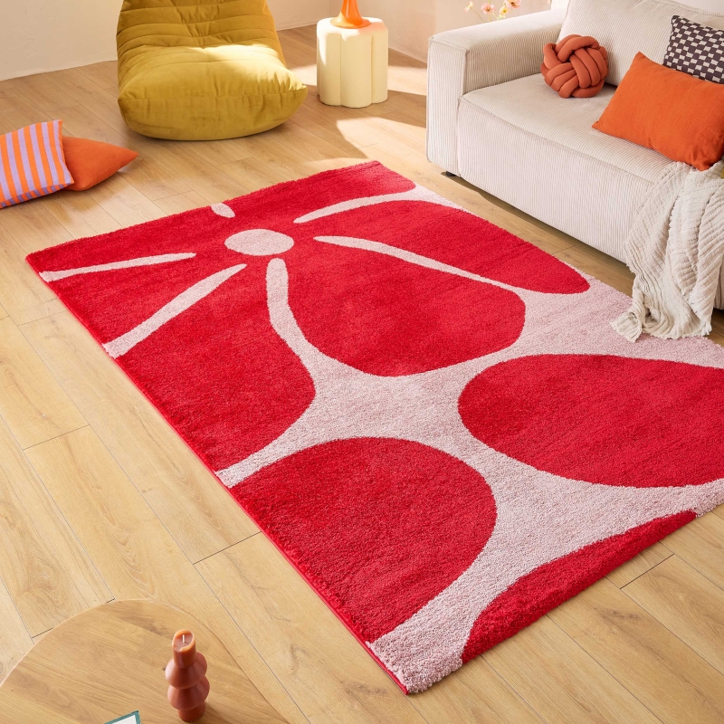 Tapis ABBY rouge motif vintage 160x230 cm