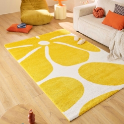 Tapis ABBY jaune motif vintage 160x230 cm