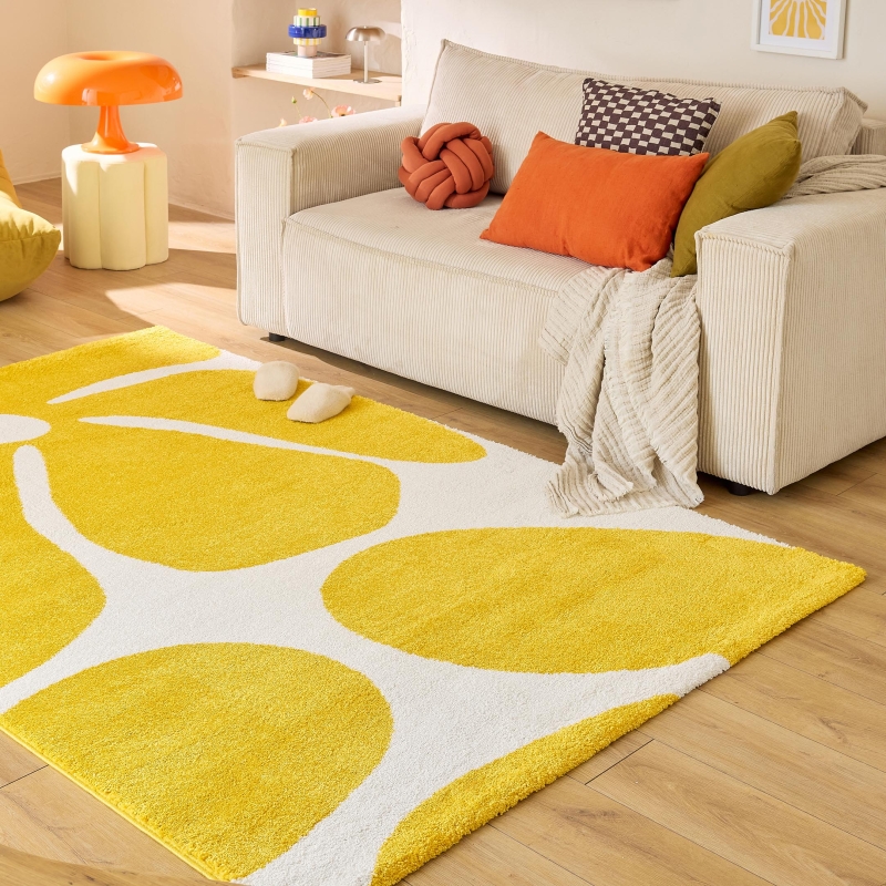 Tapis ABBY jaune motif vintage 160x230 cm
