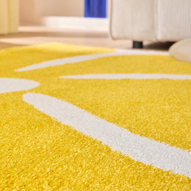 Tapis ABBY jaune motif vintage 200x280 cm