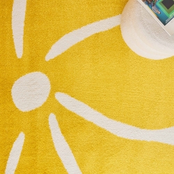 Tapis ABBY jaune motif vintage 200x280 cm