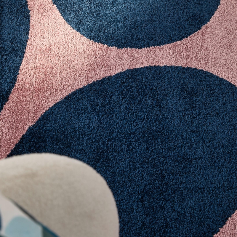 Tapis ABBY bleu motif vintage 80x140 cm