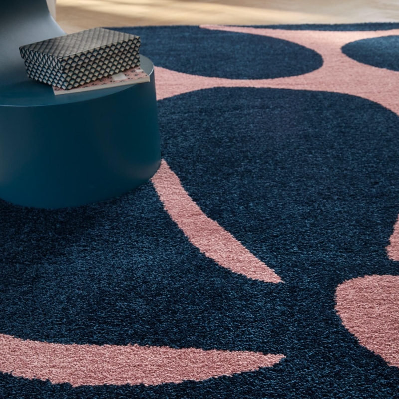 Tapis ABBY bleu motif vintage 80x140 cm